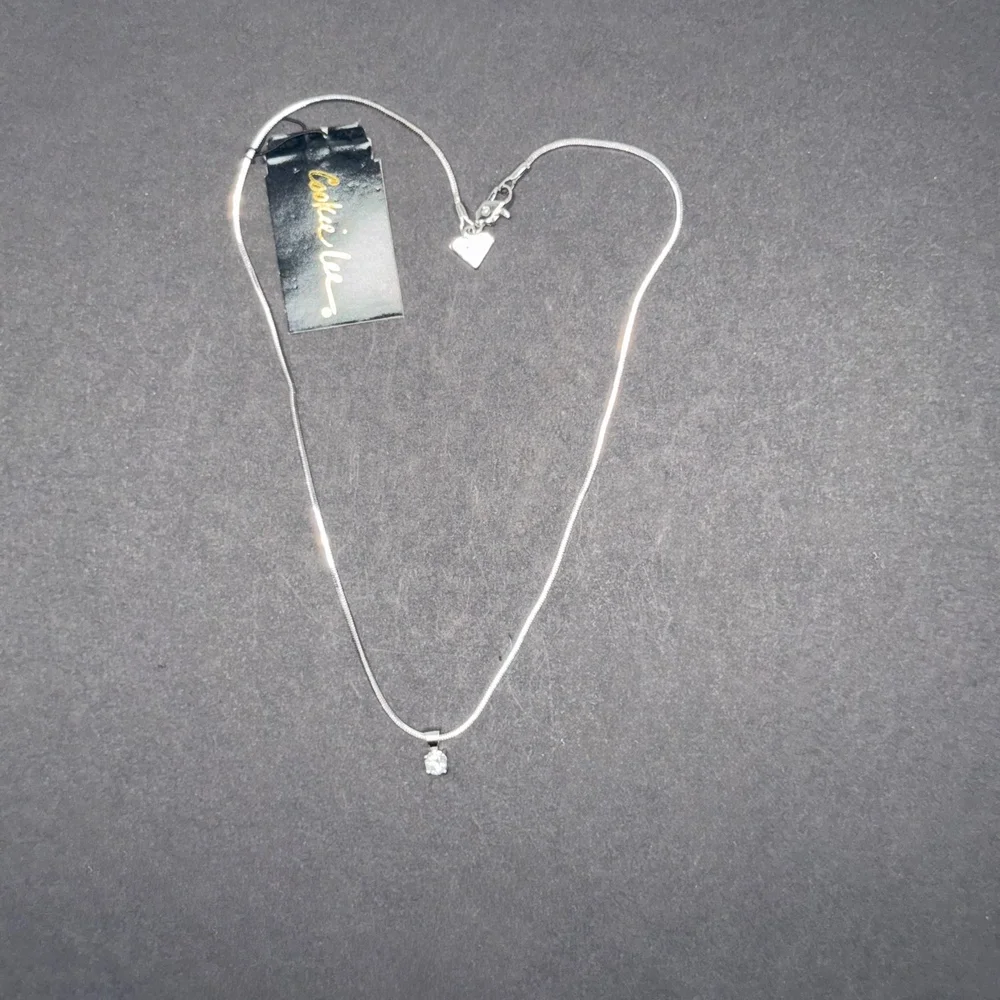 Vintage Cookie Lee Little Girls Silver Rhodium Cubic Zirconia Necklace NWT